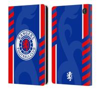 Head Case Designs Officially Licensed Rangers FC Stripes Crest Leather Wallet Case Compatible With Amazon Fire 7 2022