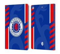Head Case Designs Officially Licensed Rangers FC Stripes Crest Leather Wallet Case Compatible With Apple iPad 10.2 2019/2020/2021