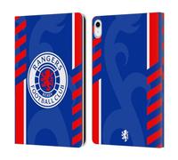 Head Case Designs Officially Licensed Rangers FC Stripes Crest Leather Wallet Case Compatible With Apple iPad 10.9 2022/2025