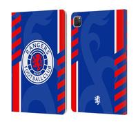 Head Case Designs Officially Licensed Rangers FC Stripes Crest Leather Wallet Case Compatible With Apple iPad Pro 11 2020/2021 / 2022