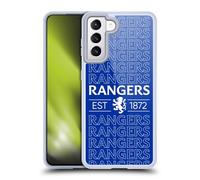 Head Case Designs Officially Licensed Rangers FC Typography Crest Gel Case [Military Grade Protection] Compatible with Samsung Galaxy S21 5G and Compatible with MagSafe