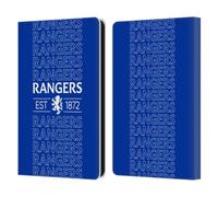 Head Case Designs Officially Licensed Rangers FC Typography Crest Leather Wallet Case Compatible With Amazon Kindle Paperwhite 6