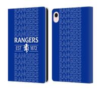 Head Case Designs Officially Licensed Rangers FC Typography Crest Leather Wallet Case Compatible With Apple iPad mini (2021/2024)