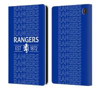Head Case Designs Officially Licensed Rangers FC Typography Crest Leather Wallet Case Compatible With Amazon Fire 7 2022