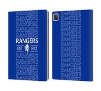 Head Case Designs Officially Licensed Rangers FC Typography Crest Leather Wallet Case Compatible With Apple iPad Pro 12.9 2020/2021/2022