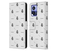 Head Case Designs Officially Licensed Real Madrid CF Black Logo Pattern Legend Leather Wallet Case Compatible With Motorola Edge 30 Neo 5G