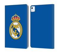 Head Case Designs Officially Licensed Real Madrid CF Plain Logo Blue Origin Leather Wallet Case Compatible With Apple iPad Air 11 2020/2022/2024/2025