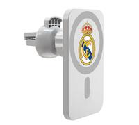 Head Case Designs Officially Licensed Real Madrid CF Plain Logo Icon Magnetic Car Mount with Wireless Charger 15W Fast Charging Compatible with MagSafe iPhone and Android Qi Devices (White)