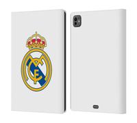 Head Case Designs Officially Licensed Real Madrid CF Plain Logo White Origin Leather Wallet Case Compatible With Apple iPad Pro 11 M4/M5 2024/2025