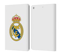 Head Case Designs Officially Licensed Real Madrid CF Plain Logo White Origin Leather Wallet Case Compatible With Apple iPad 10.2 2019/2020/2021
