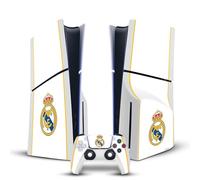 Head Case Designs Officially Licensed Real Madrid CF White Badge Vinyl Sticker Gaming Skin Decal Cover Compatible With Sony PlayStation 5 PS5 Slim Disc Edition Console & DualSense Controller