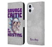 Head Case Designs Officially Licensed Rick And Morty Savage Critic Season 4 Graphics Leather Wallet Case Compatible With Apple iPhone 16 Plus
