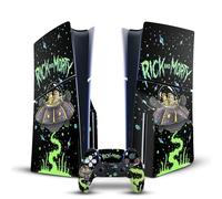 Head Case Designs Officially Licensed Rick And Morty The Space Cruiser Graphics Vinyl Sticker Gaming Skin Decal Compatible With Sony PlayStation 5 PS5 Slim Disc Edition Console & DualSense Controller