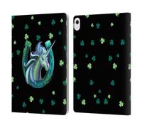 Head Case Designs Officially Licensed Rose Khan Green Shamrock Unicorn Horseshoe Leather Wallet Case Compatible With Apple iPad Air 13 2024/2025
