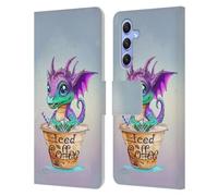 Head Case Designs Officially Licensed Ruth Thompson Iced Coffee Cup O Dragons Leather Wallet Case Compatible With Samsung Galaxy A34 5G