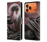 Head Case Designs Officially Licensed Sarah Richter Black Dragon Roaring Fantasy Creatures Leather Wallet Case Compatible With Apple iPhone 17 Pro Max