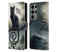 Head Case Designs Officially Licensed Sarah Richter Gothic Black Cat & Bats Animals Leather Wallet Case Compatible With Samsung Galaxy S23 Ultra 5G