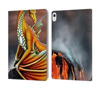 Head Case Designs Officially Licensed Sarah Richter Orange Dragon With Fire Water Fantasy Creatures Leather Wallet Case Compatible With Apple iPad Air 13 2024/2025