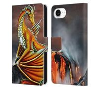 Head Case Designs Officially Licensed Sarah Richter Orange Dragon With Fire Water Fantasy Creatures Leather Wallet Case Compatible With Apple iPhone 16e