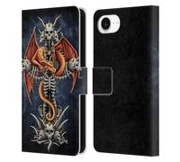 Head Case Designs Officially Licensed Sarah Richter Red Dragon Guarding Bone Cross Fantasy Creatures Leather Wallet Case Compatible With Apple iPhone 16e