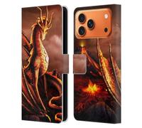 Head Case Designs Officially Licensed Sarah Richter Red Fire Dragon With Volcano Fantasy Creatures Leather Wallet Case Compatible With Apple iPhone 17 Pro Max
