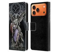 Head Case Designs Officially Licensed Sarah Richter Stone Angel With Skull Gothic Leather Wallet Case Compatible With Apple iPhone 17 Pro Max