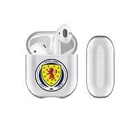 Head Case Designs Officially Licensed Scotland National Football Team Plain Logo Clear Hard Crystal Cover Compatible With Apple AirPods 1 1st Gen / 2 2nd Gen Charging Case