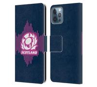 Head Case Designs Officially Licensed Scotland Rugby Home 2025/26 Crest Kit Leather Wallet Case Compatible With Apple iPhone 12 / iPhone 12 Pro