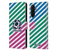 Head Case Designs Officially Licensed Scotland Rugby Lines Graphics Leather Wallet Case Compatible With Samsung Galaxy A36 5G