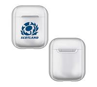 Head Case Designs Officially Licensed Scotland Rugby Plain Logo Clear Hard Crystal Cover Compatible With Apple AirPods 1 1st Gen / 2 2nd Gen Charging Case