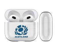 Head Case Designs Officially Licensed Scotland Rugby Plain Logo Clear Hard Crystal Cover Compatible With Apple AirPods 3 3rd Gen Charging Case