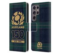 Head Case Designs Officially Licensed Scotland Rugby Tartan 150th Anniversary Leather Wallet Case Compatible With Samsung Galaxy S24 Ultra 5G