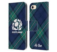 Head Case Designs Officially Licensed Scotland Rugby Tartan Oversized Graphics Leather Wallet Case Compatible With Apple iPhone 7/8 / SE 2020 & 2022