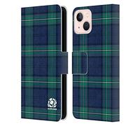 Head Case Designs Officially Licensed Scotland Rugby Tartans Logo 2 Leather Wallet Case Compatible With Apple iPhone 13