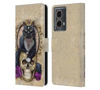Head Case Designs Officially Licensed Selina Fenech Gothic Cat On Skull & Roses Art Leather Book Wallet Case Cover Compatible With Motorola Moto G85