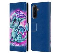 Head Case Designs Officially Licensed Sheena Pike Aquarius Lil Dragonz Zodiac Dragons Leather Wallet Case Compatible With Samsung Galaxy A17 4G / 5G