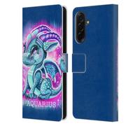 Head Case Designs Officially Licensed Sheena Pike Aquarius Lil Dragonz Zodiac Dragons Leather Wallet Case Compatible With Samsung Galaxy A36 5G