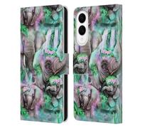Head Case Designs Officially Licensed Sheena Pike Daydream Elephants Lagoon Animals Leather Wallet Case Compatible With Samsung Galaxy S25 Edge