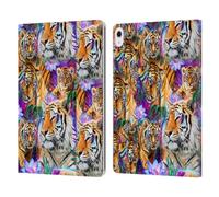 Head Case Designs Officially Licensed Sheena Pike Daydream Tigers With Flowers Big Cats Leather Wallet Case Compatible With Apple iPad Air 13 2024/2025