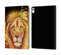 Head Case Designs Officially Licensed Sheena Pike Neon Orange Lion Big Cats Leather Wallet Case Compatible With Apple iPad Air 13 2024/2025