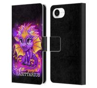 Head Case Designs Officially Licensed Sheena Pike Sagittarius Lil Dragonz Zodiac Dragons Leather Wallet Case Compatible With Apple iPhone 16e