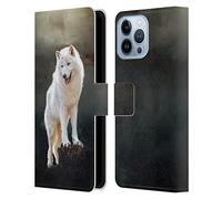 Head Case Designs Officially Licensed Simone Gatterwe Arctic Wolf Animals 2 Leather Wallet Case Compatible With Apple iPhone 13 Pro Max