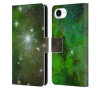 Head Case Designs Officially Licensed Simone Gatterwe Green Space Cloud And Space Leather Wallet Case Compatible With Apple iPhone 16e