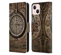 Head Case Designs Officially Licensed Simone Gatterwe Grunge Clock Steampunk Leather Wallet Case Compatible With Apple iPhone 13