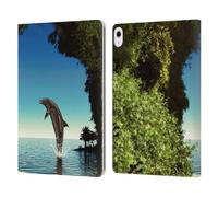 Head Case Designs Officially Licensed Simone Gatterwe Hidden Cave Dolphins Leather Wallet Case Compatible With Apple iPad Air 13 2024/2025