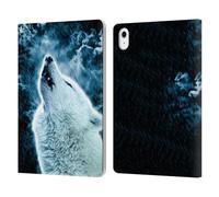 Head Case Designs Officially Licensed Simone Gatterwe Howling Wolf Animals 2 Leather Wallet Case Compatible With Apple iPad Air 11 2020/2022/2024/2025
