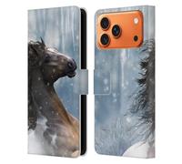 Head Case Designs Officially Licensed Simone Gatterwe In The Snow Horses Leather Wallet Case Compatible With Apple iPhone 17 Pro Max