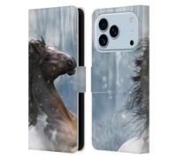 Head Case Designs Officially Licensed Simone Gatterwe In The Snow Horses Leather Wallet Case Compatible With Apple iPhone 17 Pro