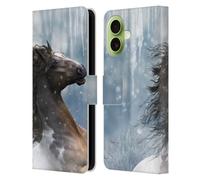 Head Case Designs Officially Licensed Simone Gatterwe In The Snow Horses Leather Wallet Case Compatible With Apple iPhone 17