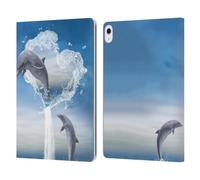 Head Case Designs Officially Licensed Simone Gatterwe Lovers Dolphins Leather Wallet Case Compatible With Apple iPad Air 13 2024/2025
